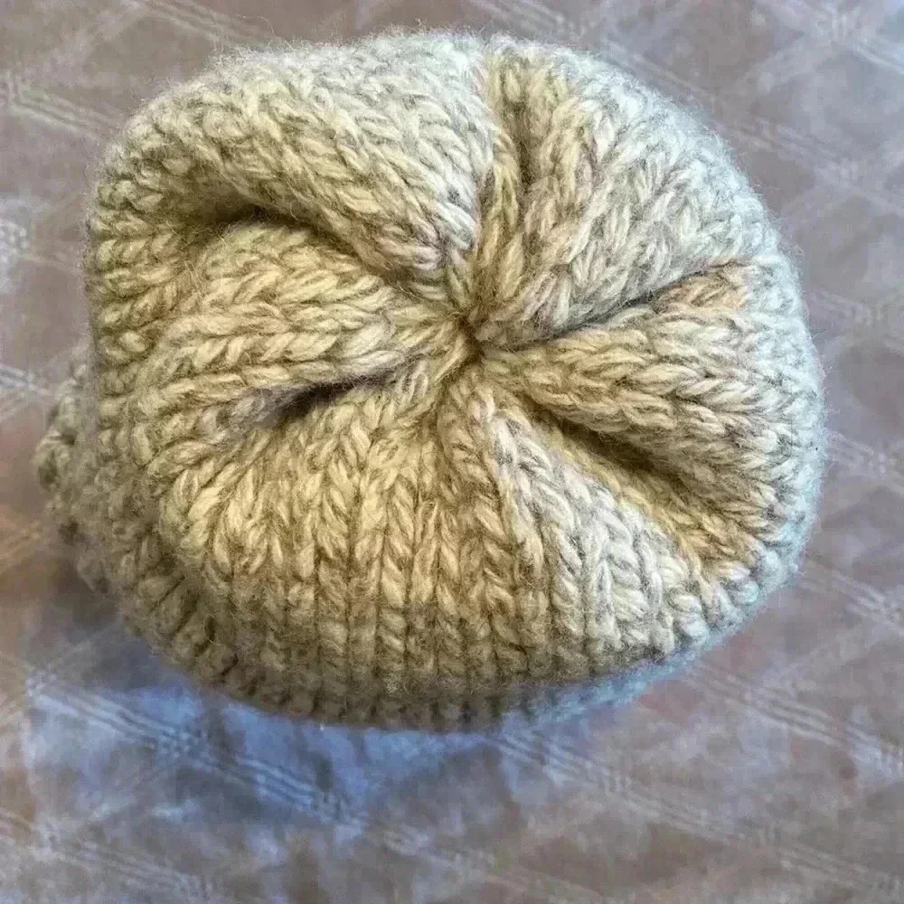 Vintage Gray Wool Adult Beanie Hat.